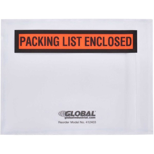 Global Industrial Packing List Envelopes W/Print, 4-1/2L x 5-1/2W, Orange, 1000PK 412403